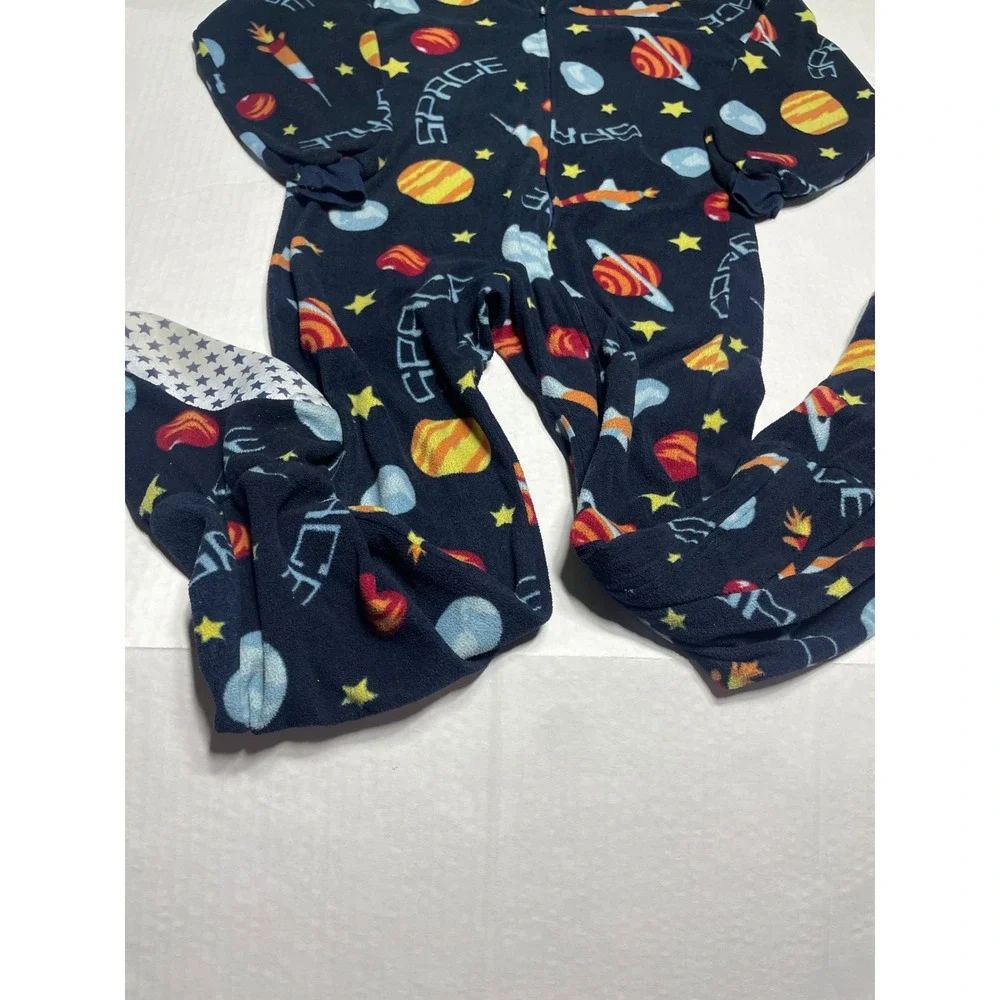 Cherokee Space Planets‎ Rockets Stars Fleece Footed Pajamas Sleepwear unisec M 8